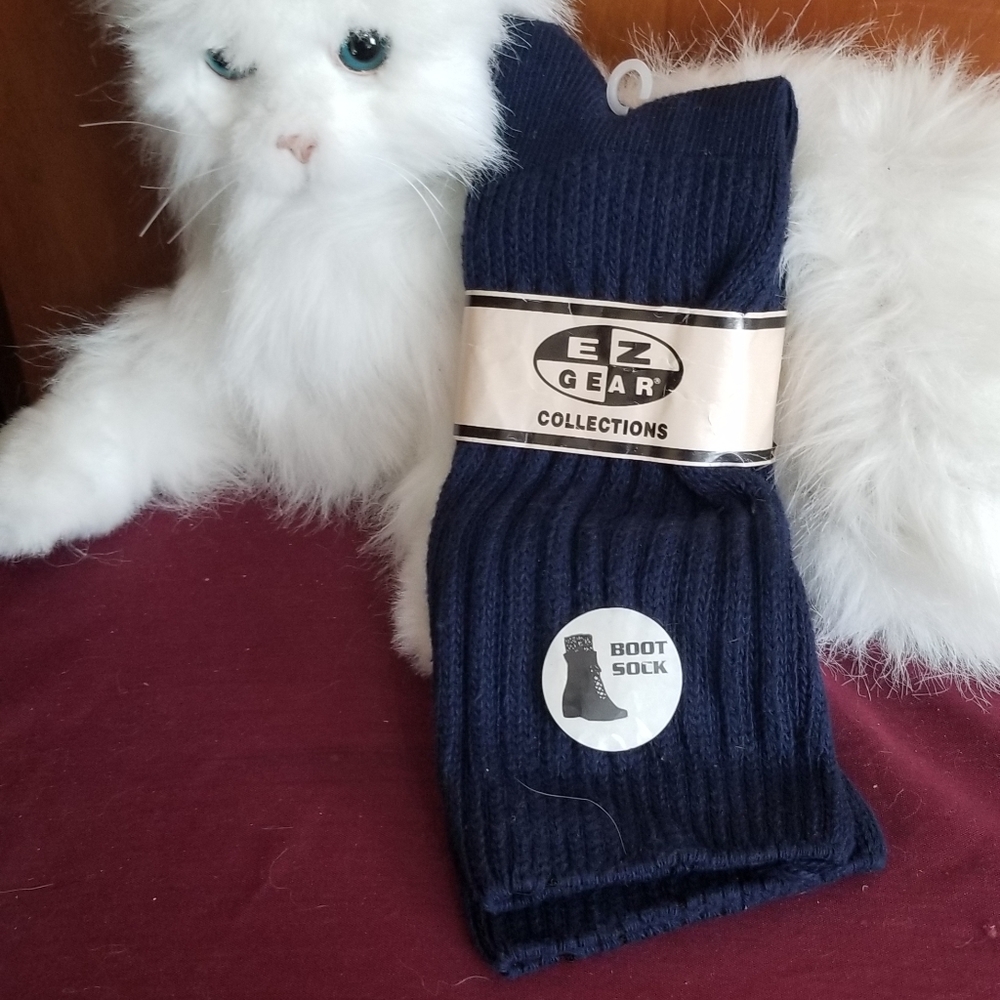 NWT EZ Gear Collections navy boot sock